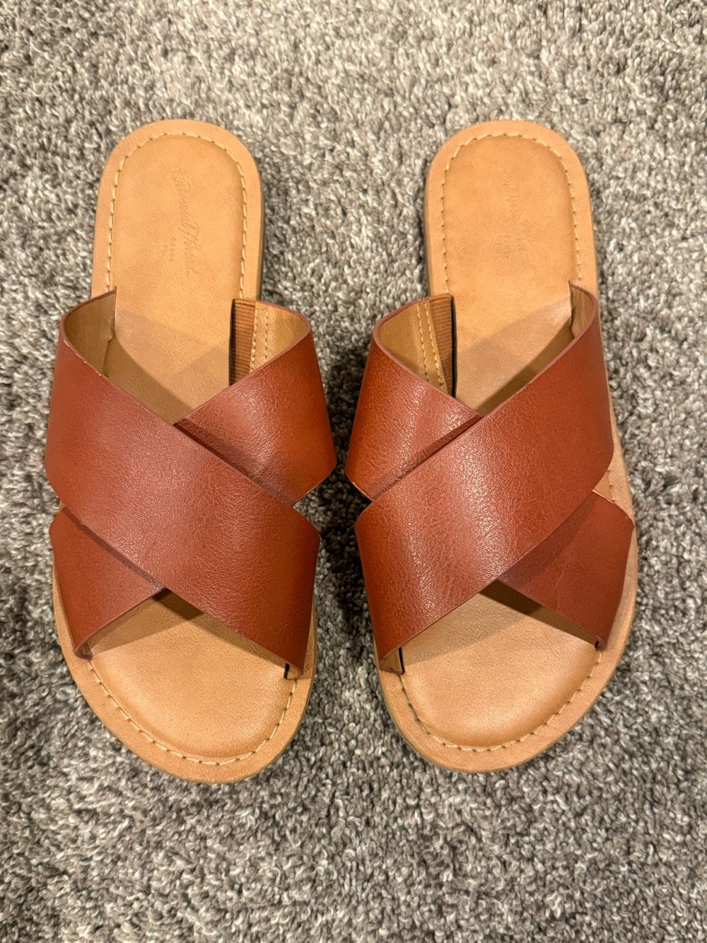 Universal Thread - Women’s Brown Leather Crisscross Slide Sandals